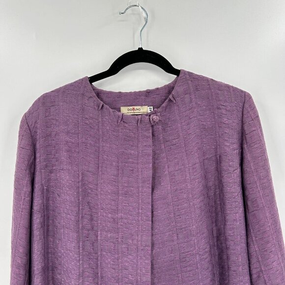 DOITUNG Purple Cotton Single Button Open Pleated Designer Blazer Size EU 42 - Picture 3 of 9